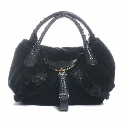 Fendi Velvet Rabbit Fur Wisteria Spy Black 1 of 8