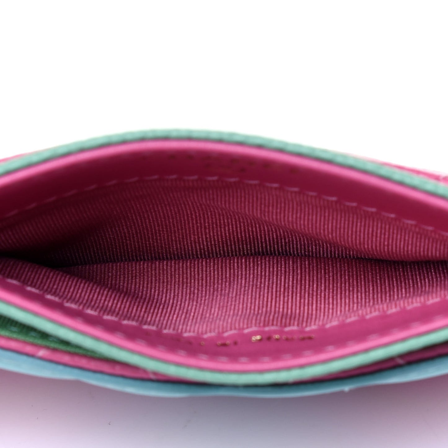 Caviar Quilted CC Filigree Card Holder Pink Blue Green