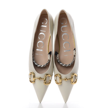 Gucci Nappa Lumiere Deva Horsebit Chain Embellished Flats 36 Dusty White 10 of 14