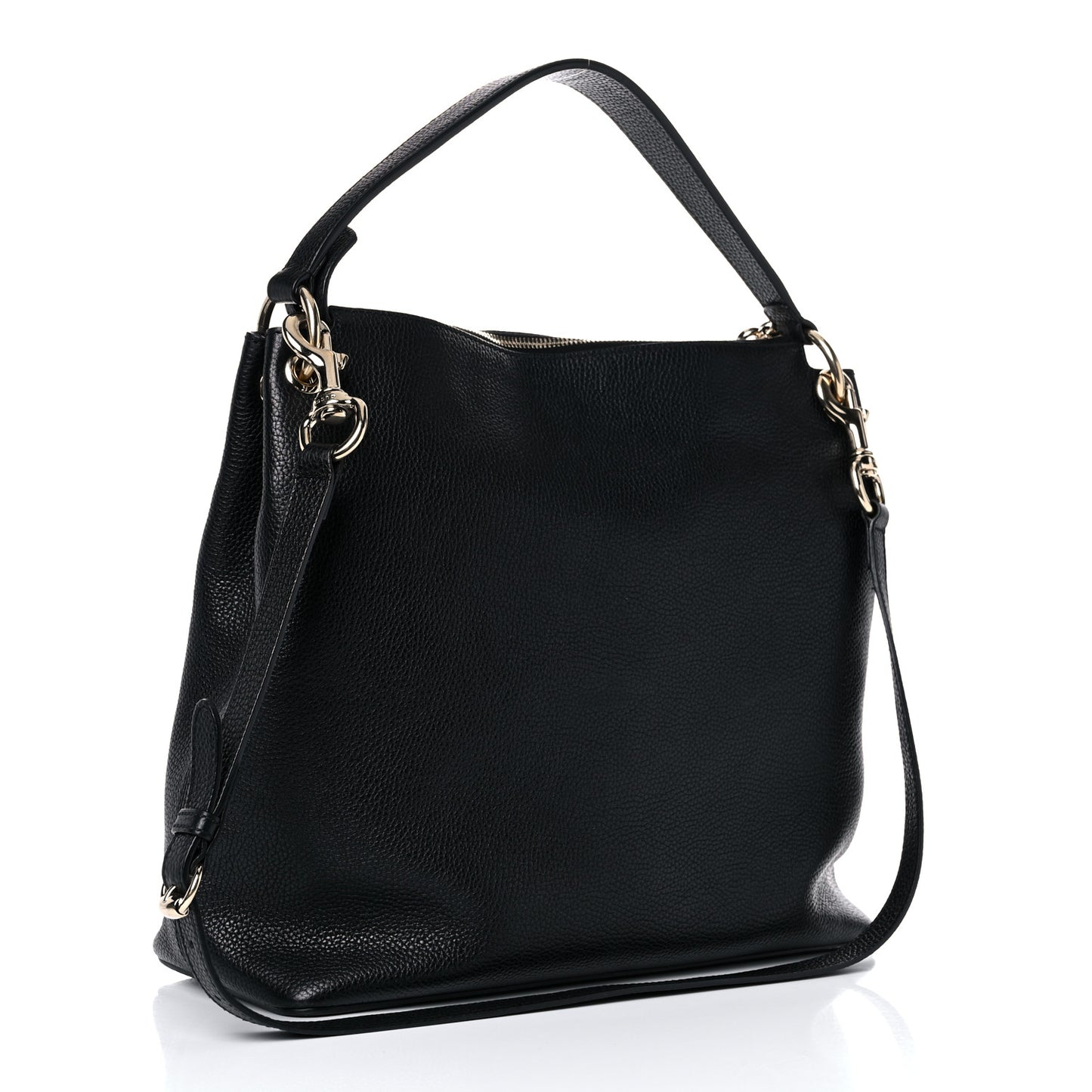 Pebbled Calfskin Large Soho Hobo Black