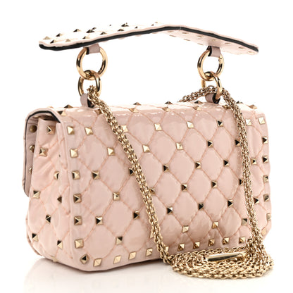 Valentino Garavani Patent Small Rockstud Spike Shoulder Bag Water Rose 3 of 8