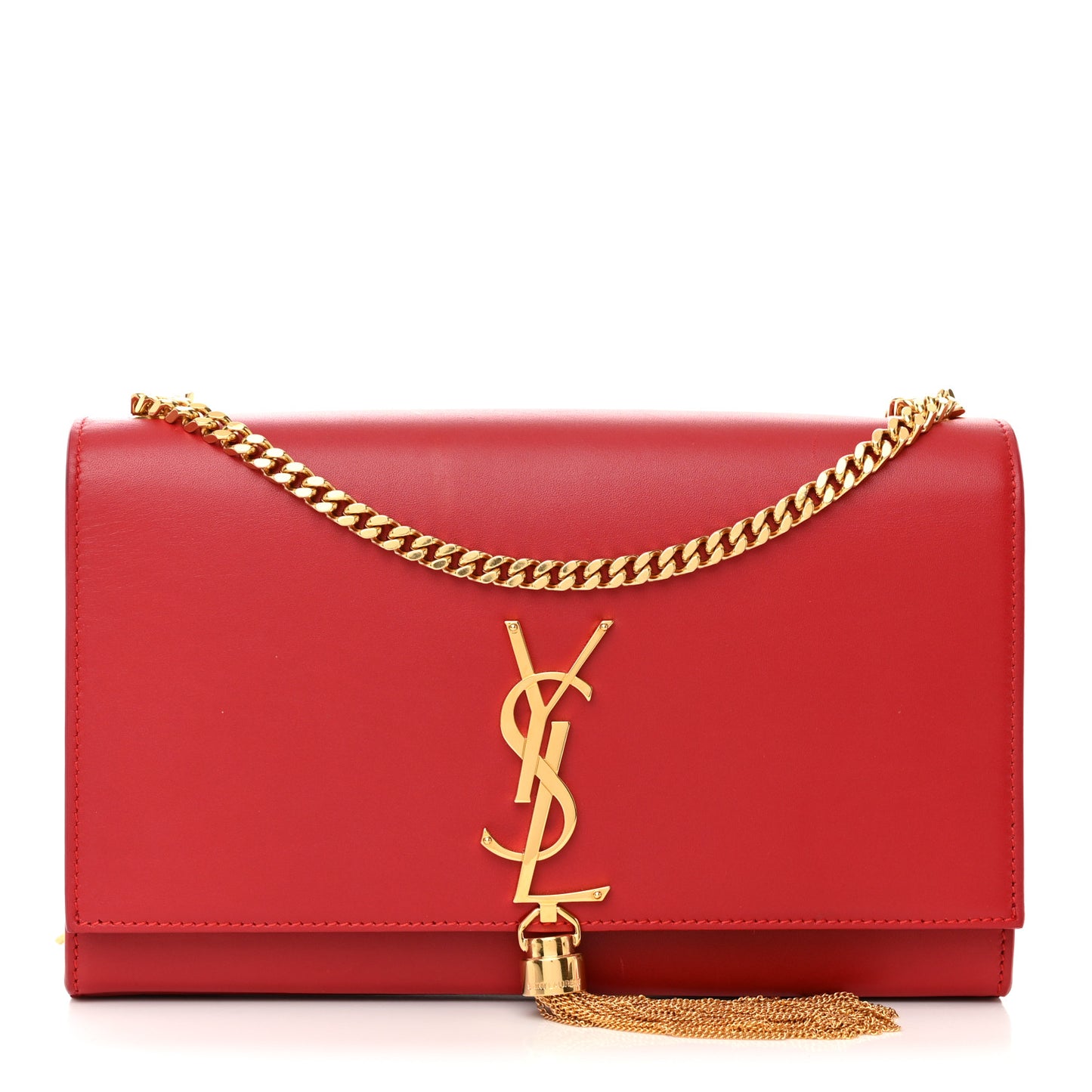 Smooth Calfskin Medium Classic Monogram Kate Tassel Satchel Lipstick Red