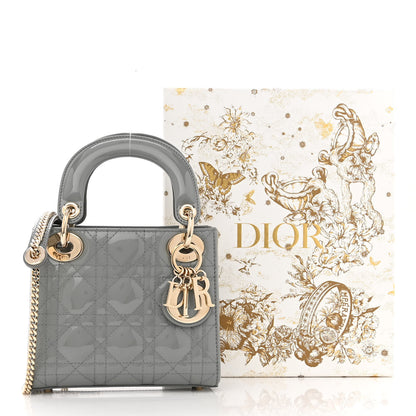 Christian Dior Patent Cannage Mini Lady Dior Grey Stone 10 of 10