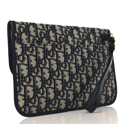 Christian Dior Oblique Flap Pouch Clutch Blue 3 of 8