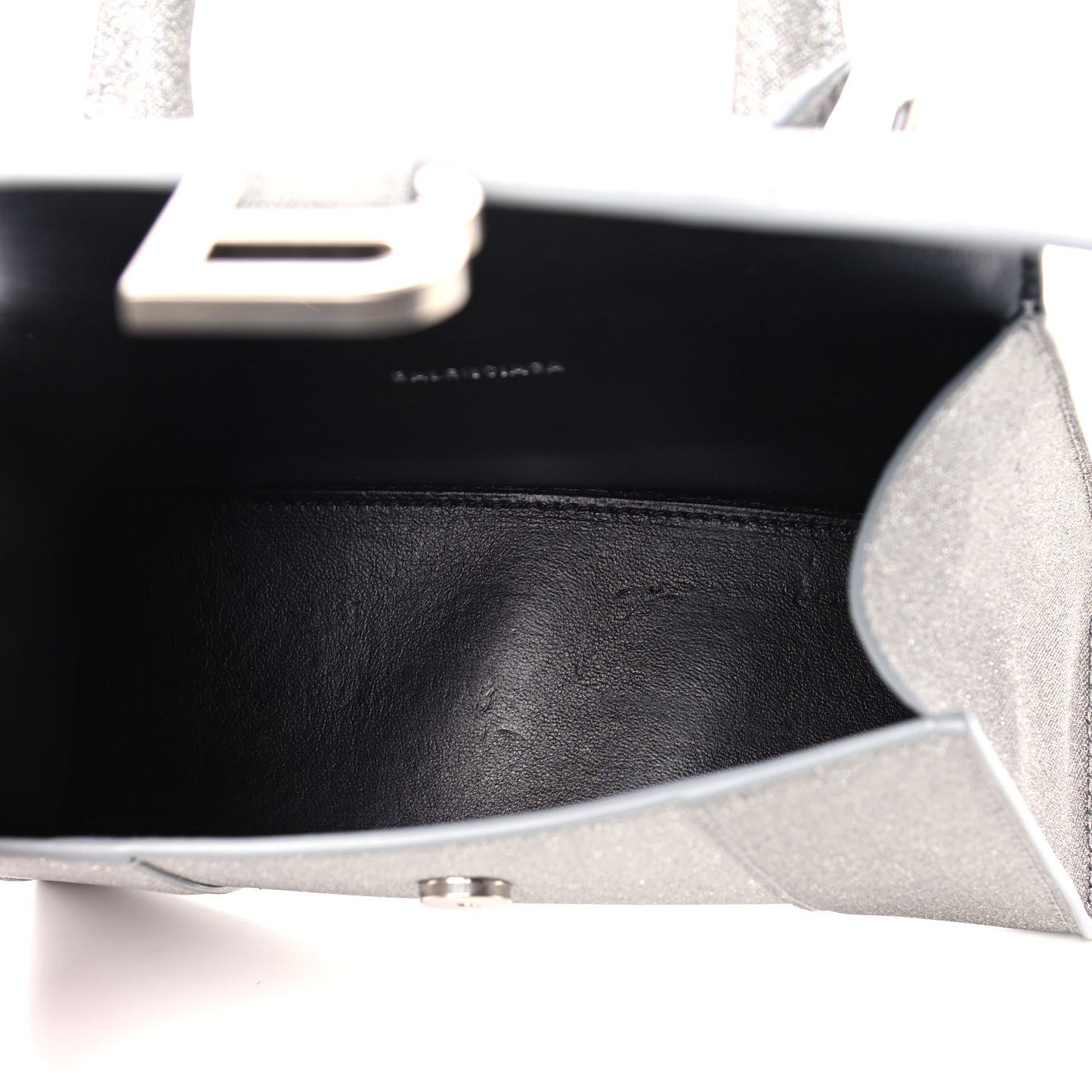 Glitter Fabric Hourglass Top Handle Bag XS Grey
