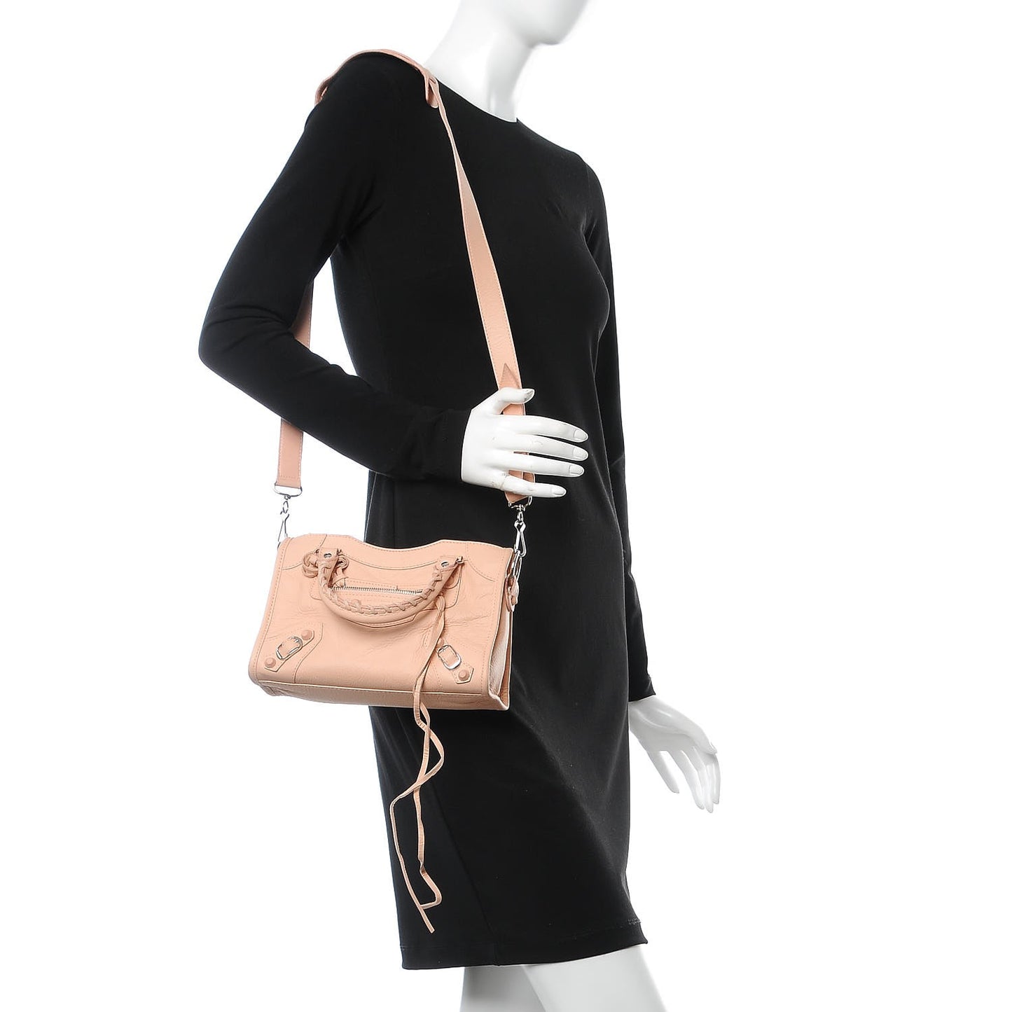 Matte Goatskin Rubber Covered Classic Hardware Mini City Rose Poudre
