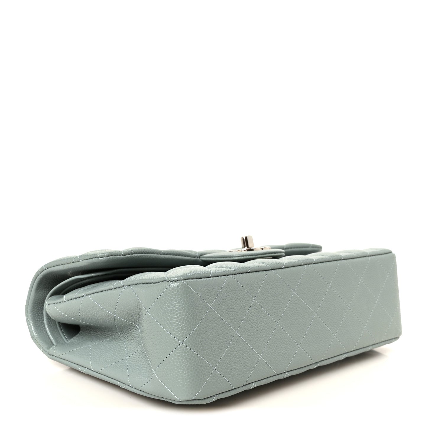 Caviar Quilted Small Double Flap Light Blue