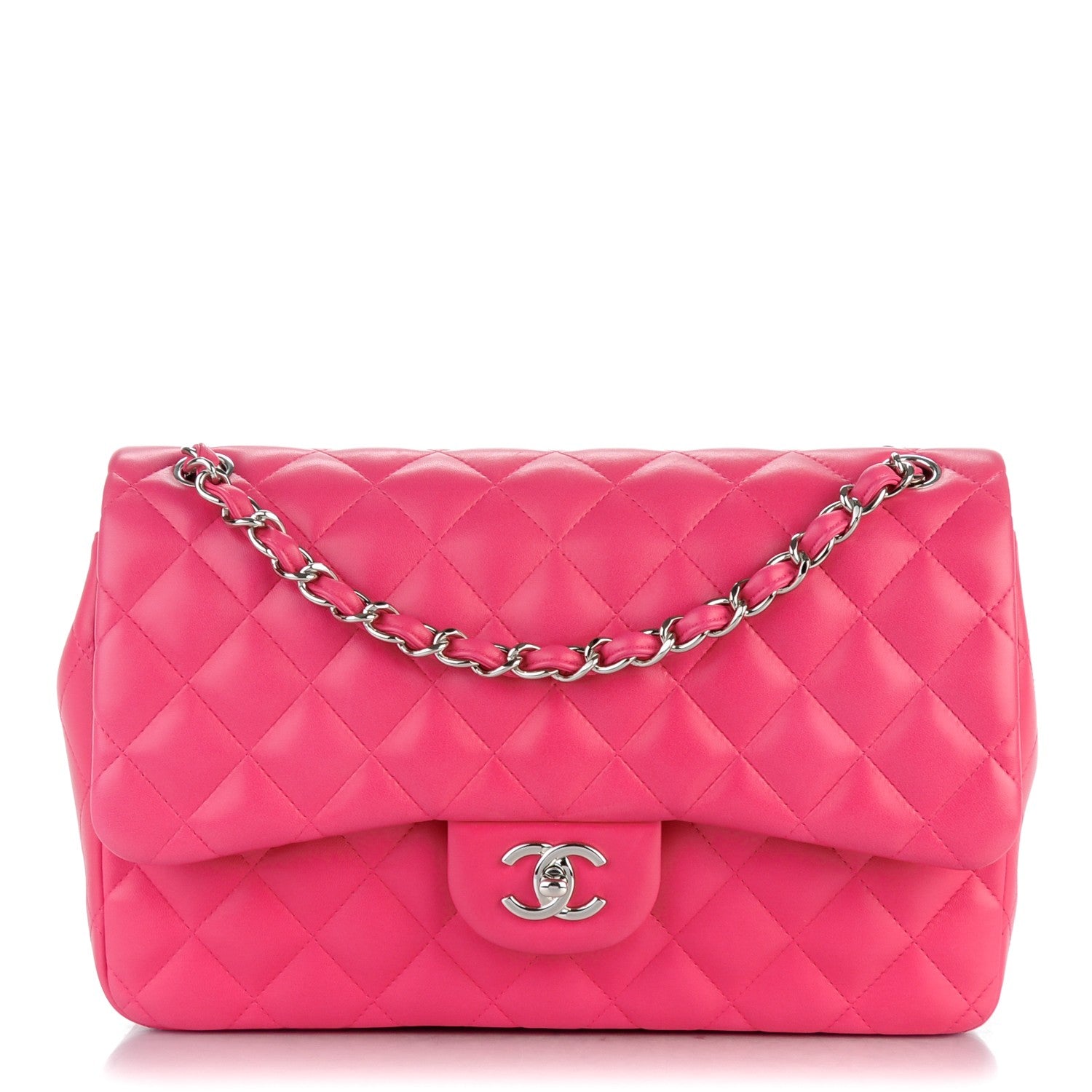 Chanel Lambskin Quilted Jumbo Double Flap Dark Pink 1 of 7