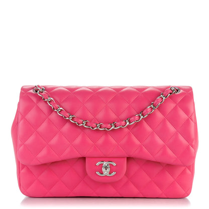 Chanel Lambskin Quilted Jumbo Double Flap Dark Pink 1 of 7