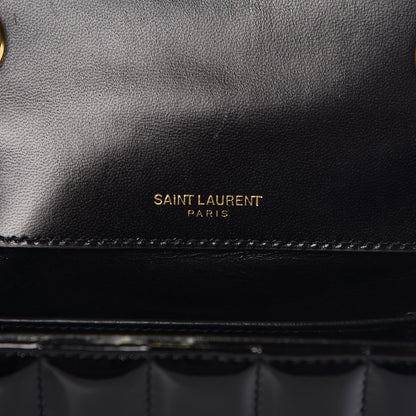Saint Laurent Patent Calfskin Matelasse Monogram Small Vicky Chain Bag Black 6 of 9