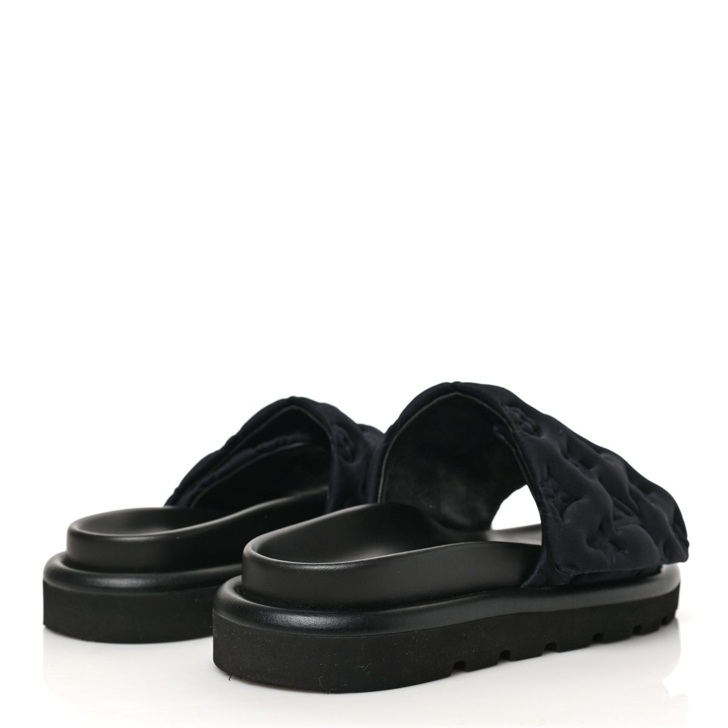 Technical Fabric Embossed Monogram Pool Pillow Comfort Mules 36 Black