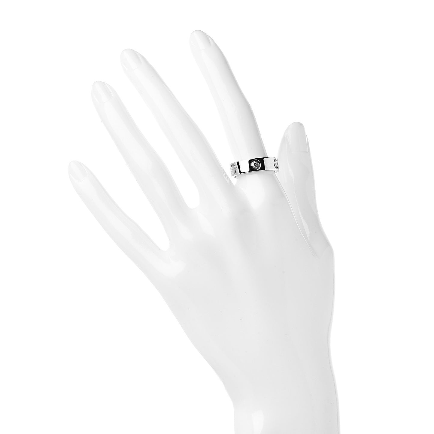 18K White Gold 3 Diamond 5.5mm LOVE Ring 54 6.75