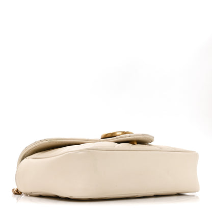 Gucci Calfskin Matelasse Super Mini GG Marmont Shoulder Bag White 4 of 10