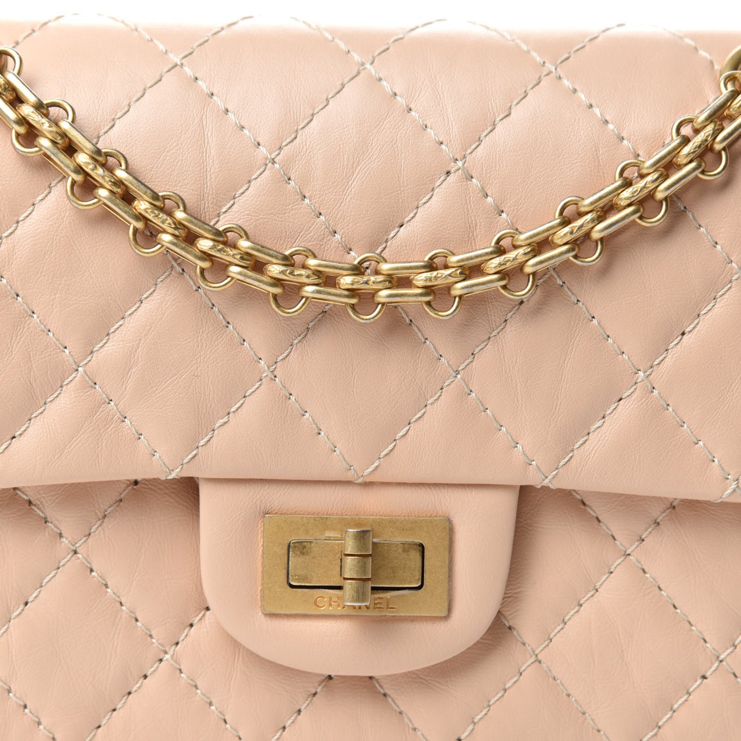 Aged Calfskin Quilted 2.55 Reissue Mini Flap Beige