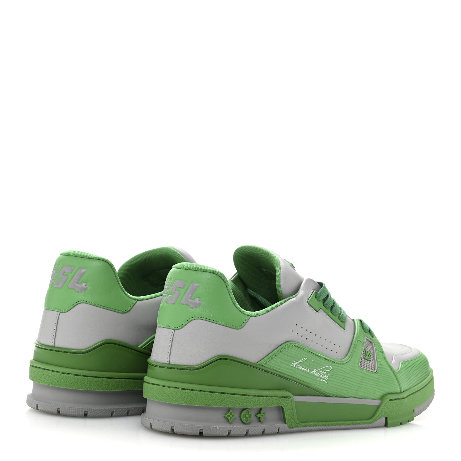 Louis Vuitton Calfskin Epi Mens LV Trainer Sneakers 11 Green Grey 5 of 9