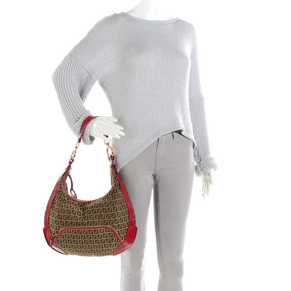 Fendi Zucchino Cuoio Chef Hobo Mogano Panna Rosso 2 of 8