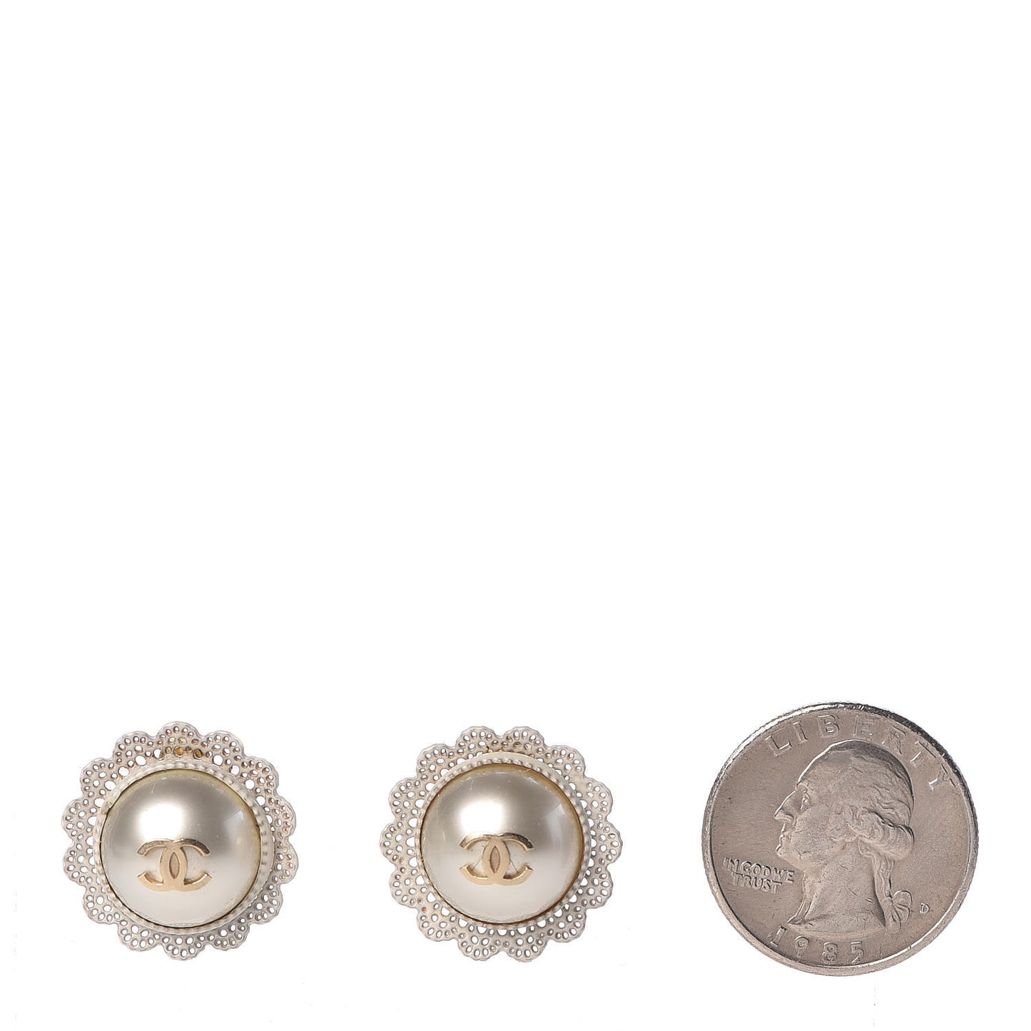 Pearl CC Lace Earrings Gold