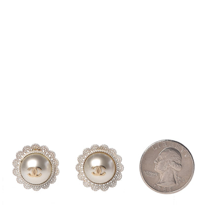 Chanel Pearl CC Lace Earrings Gold 2 of 5