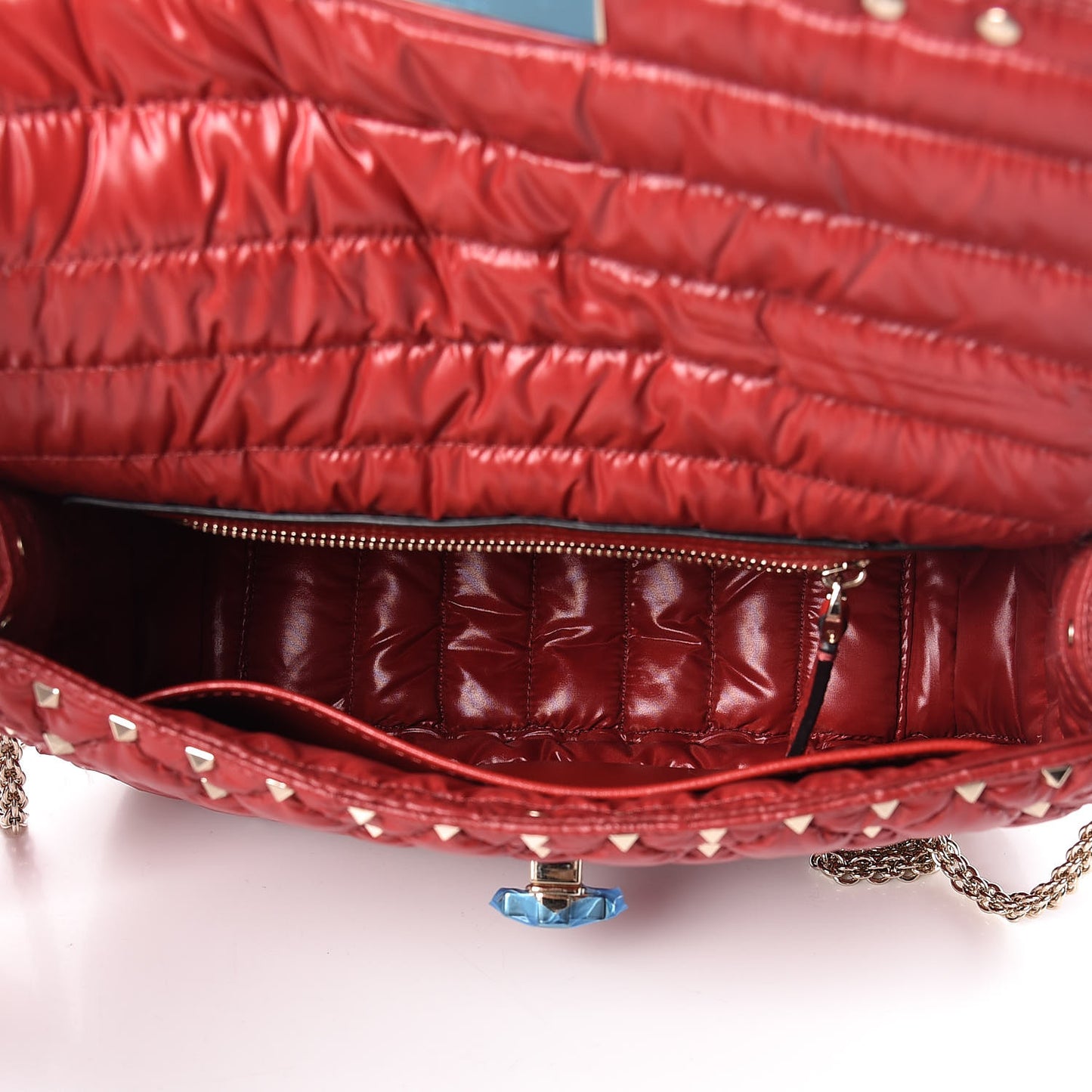 Nylon Moncler Quilted Medium Rockstud Spike Shoulder Bag Rosso Valentino