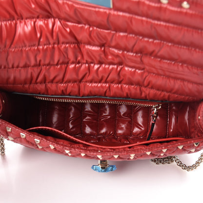 Valentino Garavani Nylon Moncler Quilted Medium Rockstud Spike Shoulder Bag Rosso Valentino 7 of 11