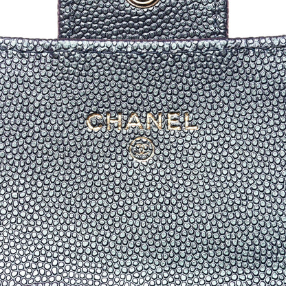 Chanel Iridescent Caviar Quilted Large Gusset Flap Wallet Dark Blue 6 of 12
