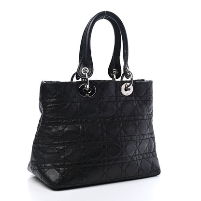 Christian Dior Lambskin Cannage Small Soft Lady Dior Tote Black 2 of 9
