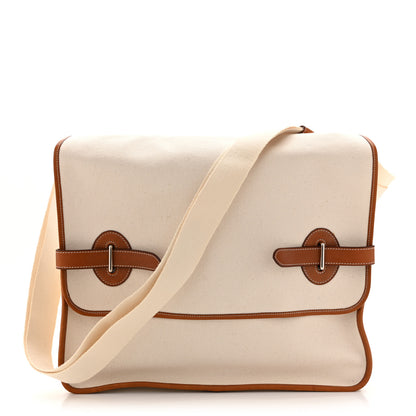 Hermes Toile Officier Natural Barenia Buenaventura Besace GM Ecru Fauve 1 of 13