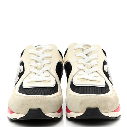 Chanel Mesh Suede Calfskin Womens CC Sneakers 40 White Light Grey Pink 2 of 8