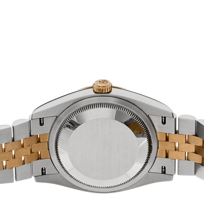 Rolex Stainless Steel 18K Yellow Gold Diamond 36mm Oyster Perpetual Datejust Watch Olive Green Roman 126203 4 of 5