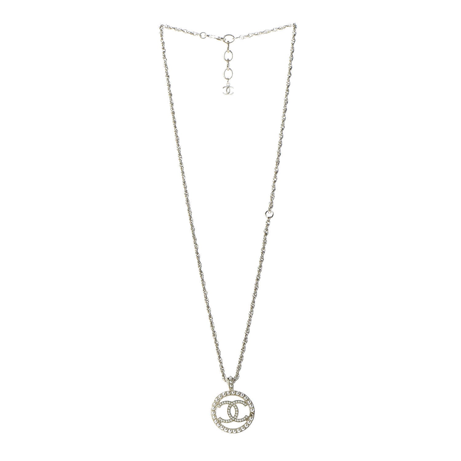 Chanel Pearl CC Round Pendant Necklace Gold 4 of 8