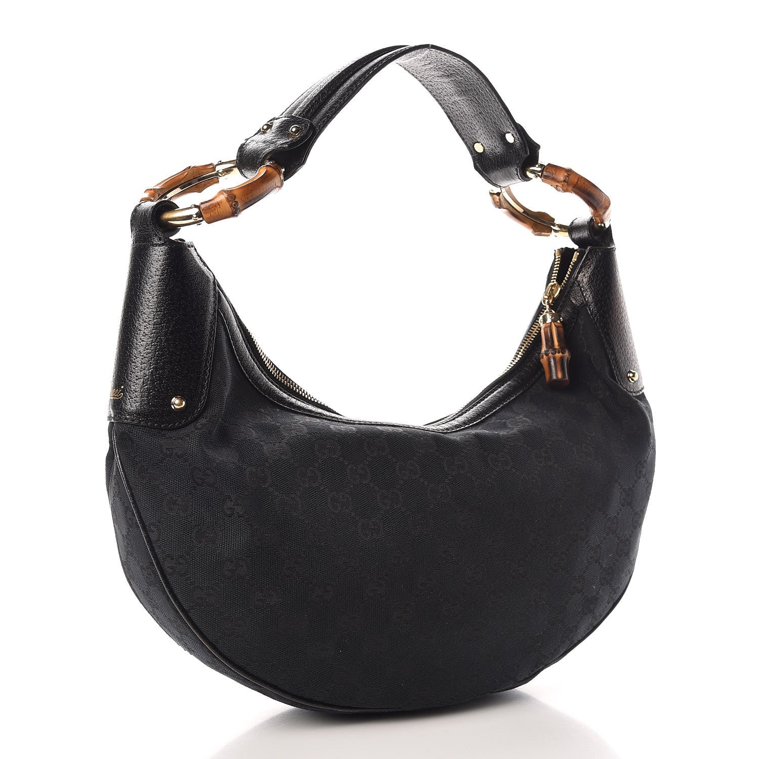 Gucci Monogram Bamboo Ring Hobo Black 3 of 8