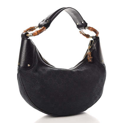 Gucci Monogram Bamboo Ring Hobo Black 3 of 8