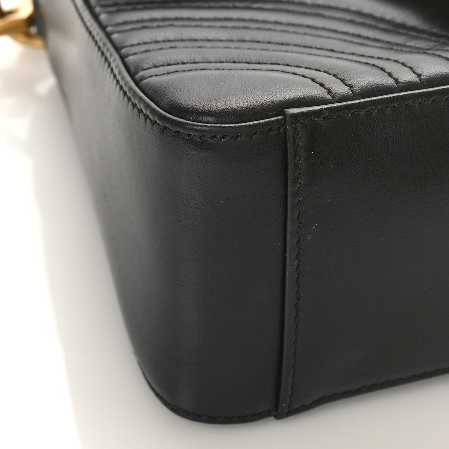Gucci Calfskin Matelasse Mini GG Marmont Top Handle Shoulder Bag Black 8 of 10