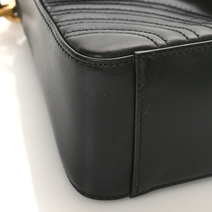 Gucci Calfskin Matelasse Mini GG Marmont Top Handle Shoulder Bag Black 8 of 10