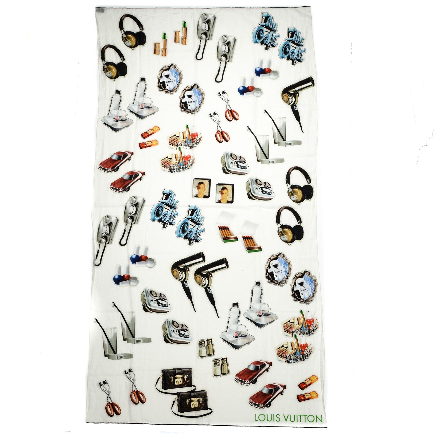 Louis Vuitton Silk Vernis Stickers Animation Stole White 2 of 6