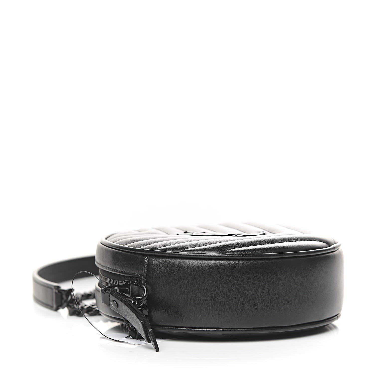 Saint Laurent Calfskin Matelasse Chevron Round Vinyle Camera Bag Black 4 of 9