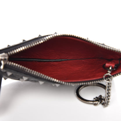 Valentino Garavani Craquele Nappa Rockstud Spike Key Pouch Black 5 of 8