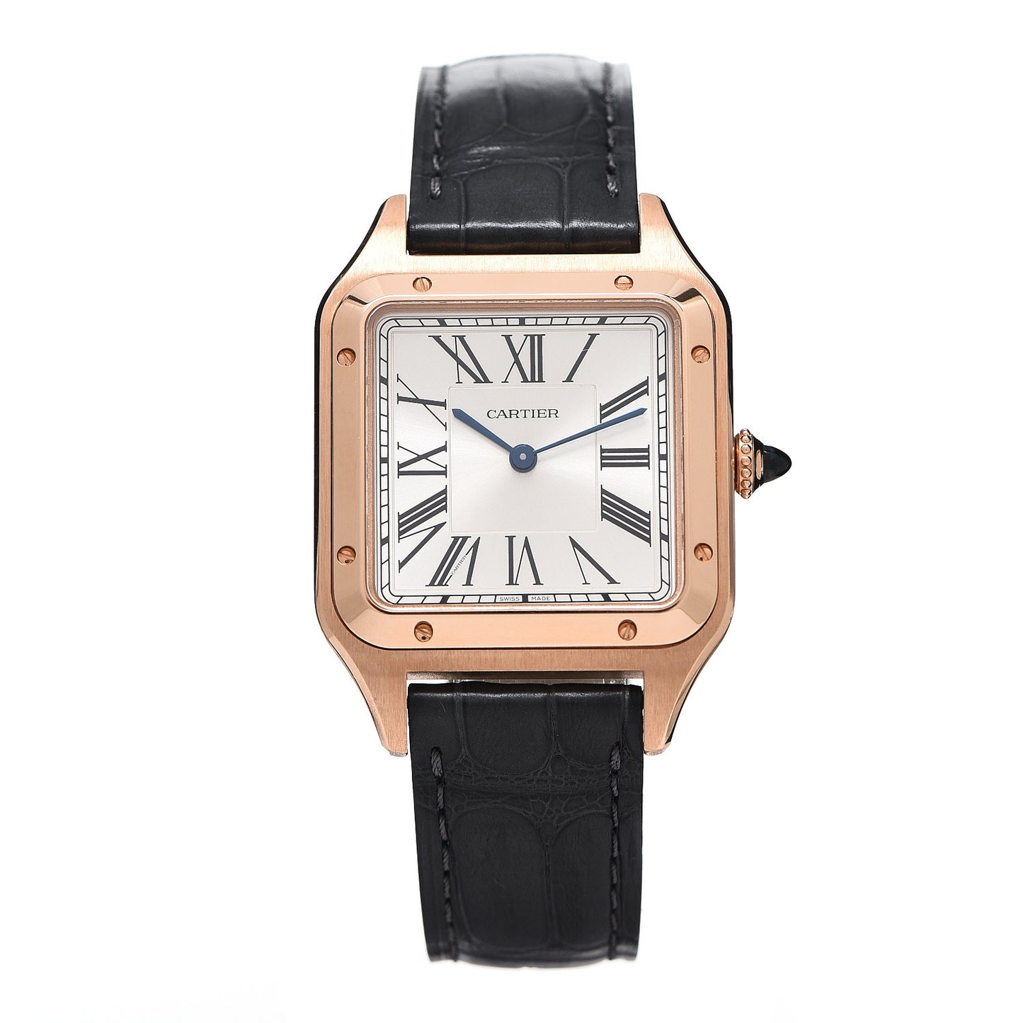 18K Pink Gold Alligator 31.5mm Santos Dumont Quartz Watch
