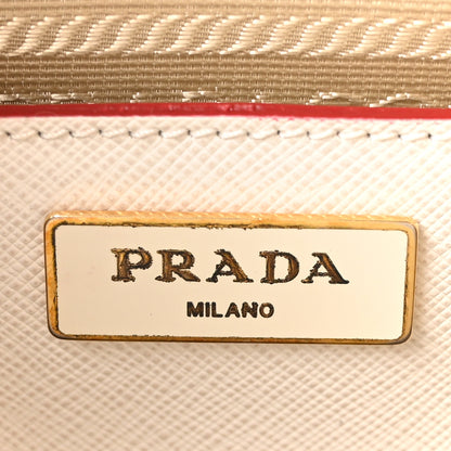 Prada Saffiano Lux Colorblock Medium Galleria Double Zip Tote Fuoco Talco 6 of 10