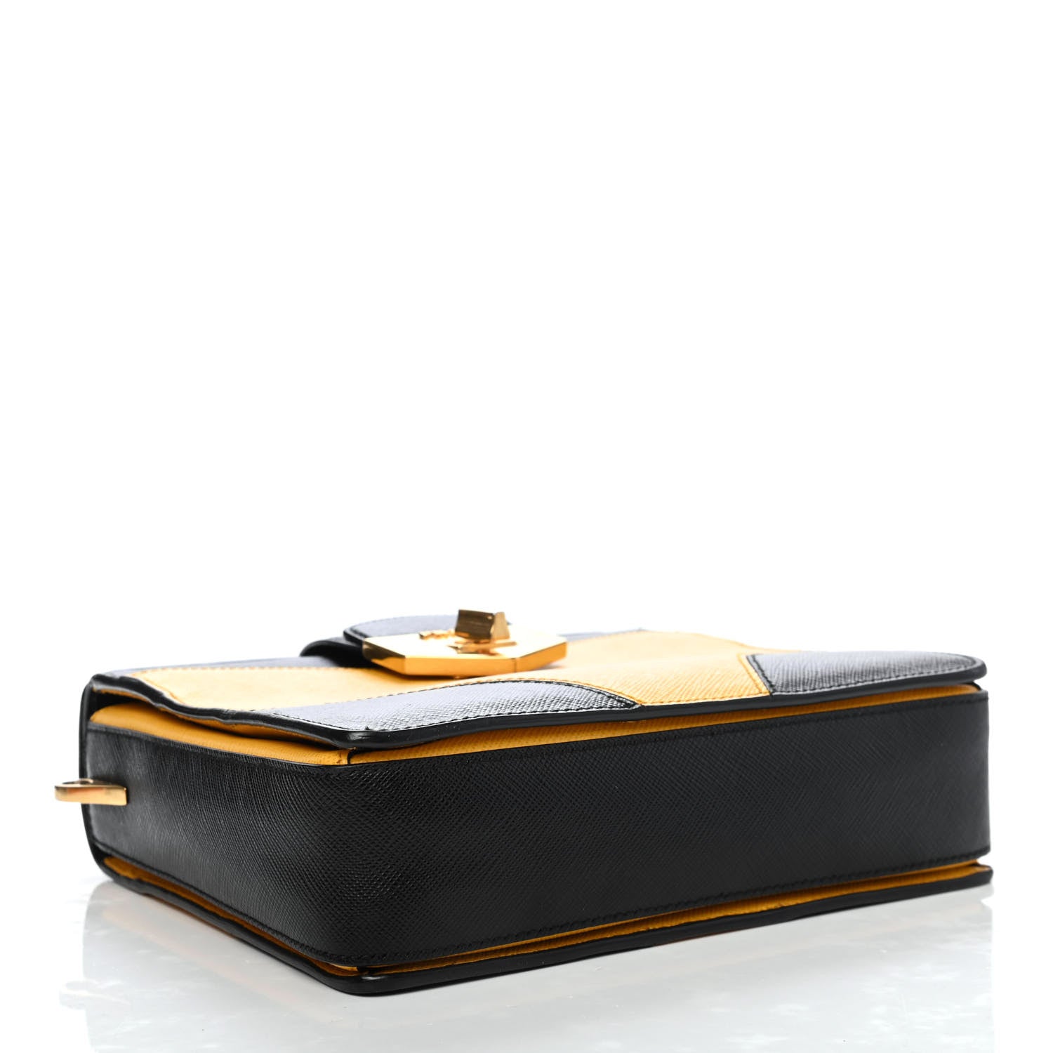 Prada Saffiano Bi-Color Top Handle Bag Soleil Black 3 of 4