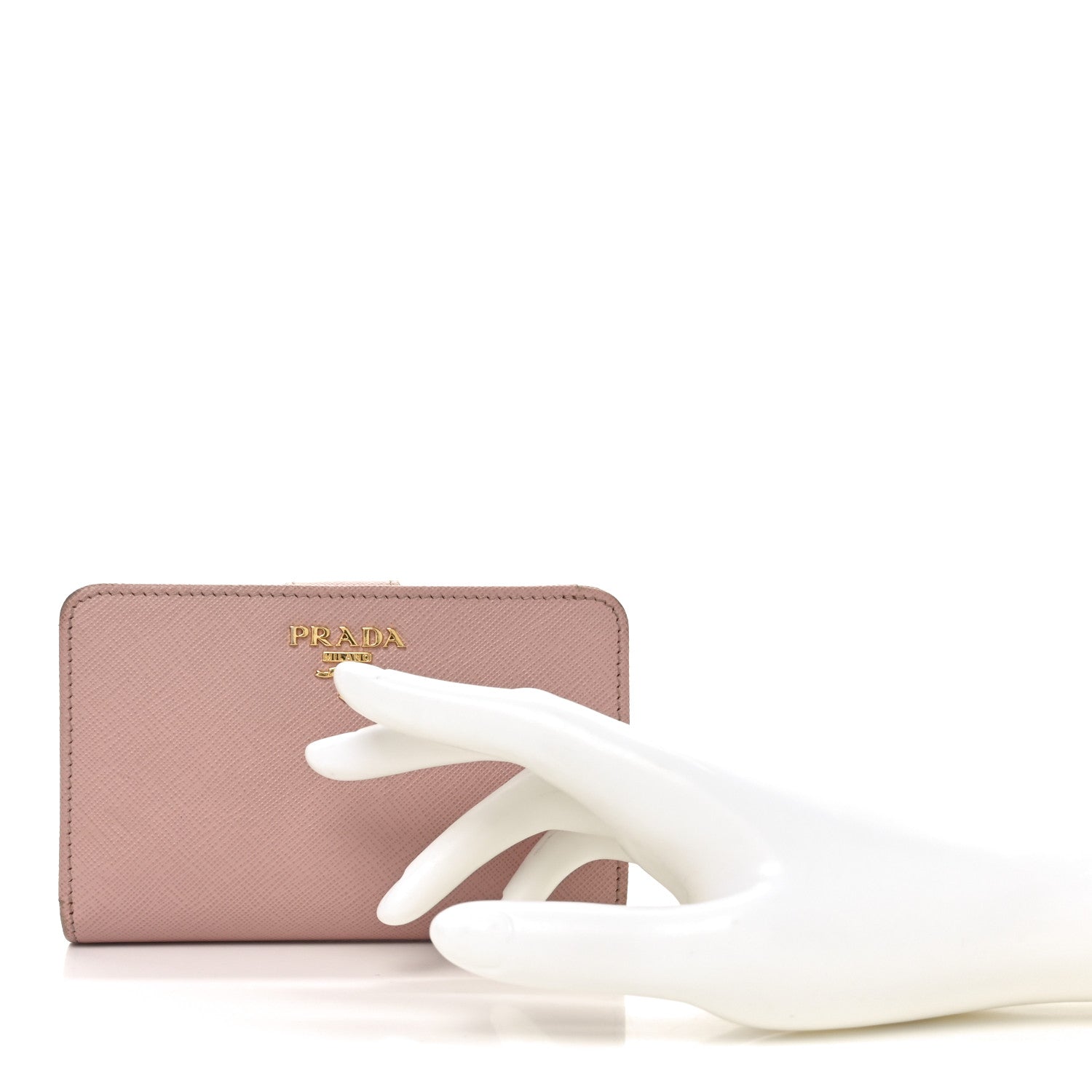 Prada Saffiano Metal Compact Wallet Orchidea 2 of 9