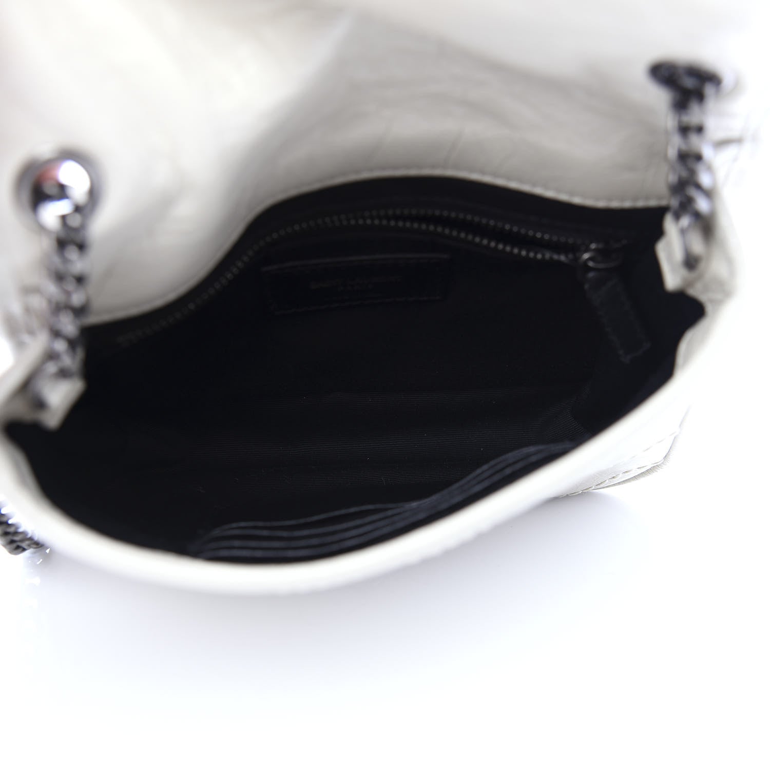 Saint Laurent Crinkled Calfskin Matelasse Monogram Niki Chain Wallet Crema Soft 5 of 11