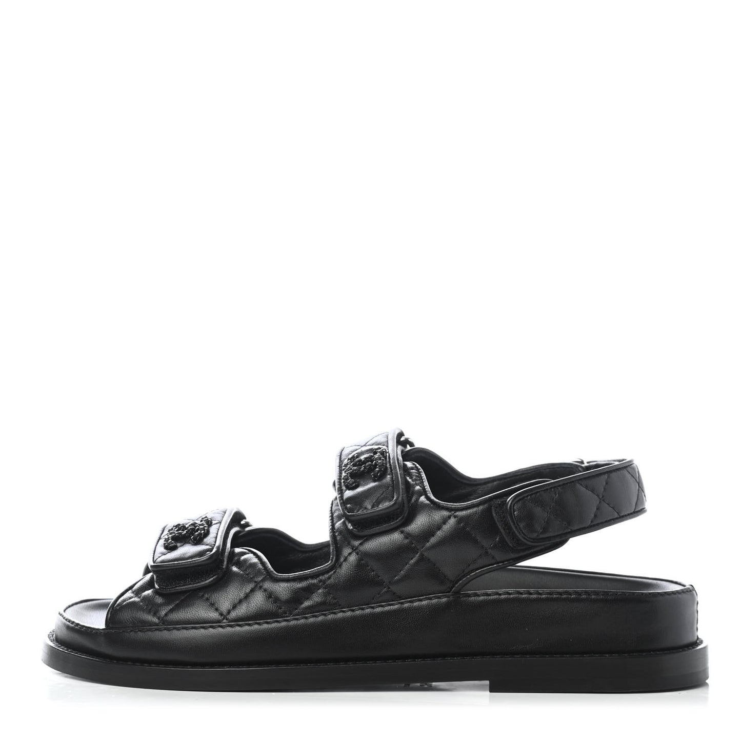 Lambskin Velcro Dad Sandals 35.5 Black