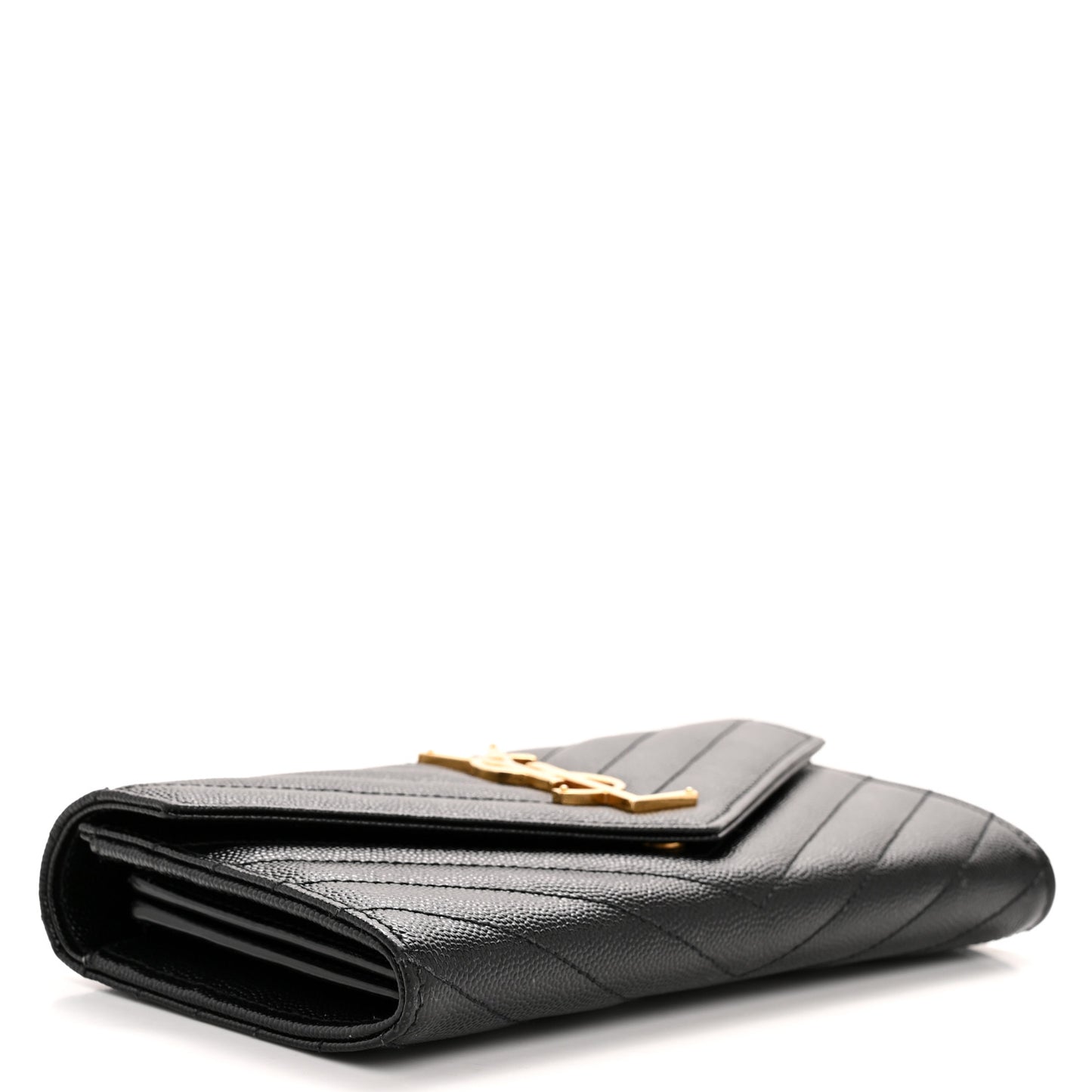 Grain De Poudre Matelasse Chevron Monogram Flap Wallet Black