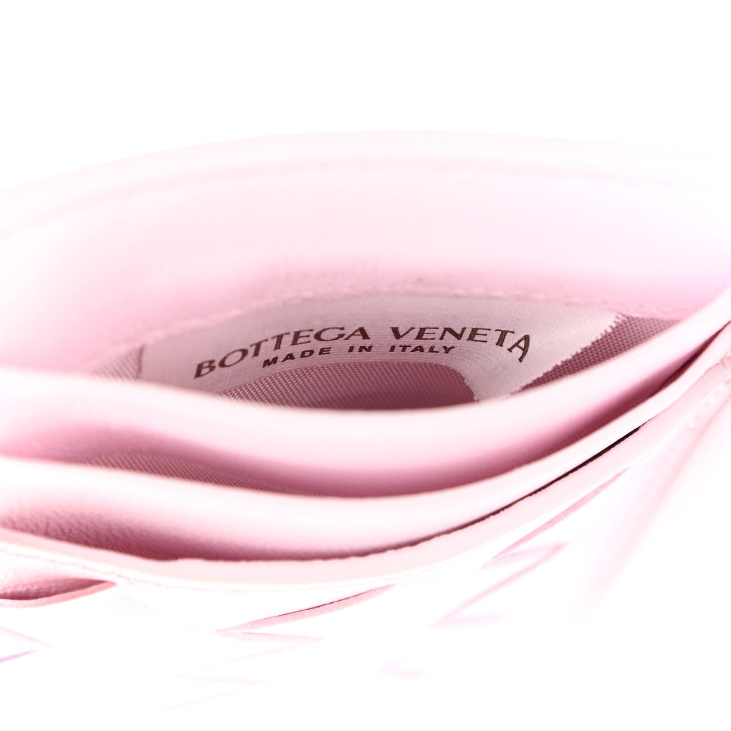 Calfskin Intrecciato Zip Card Holder Rosa
