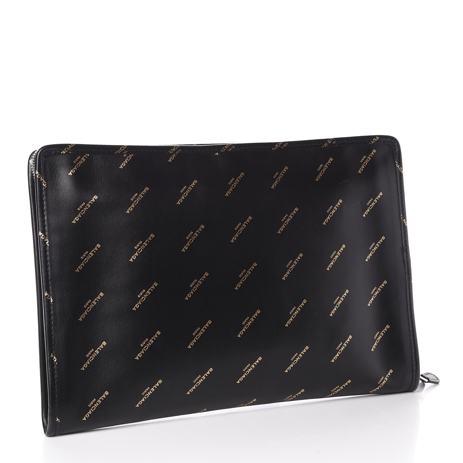 Balenciaga Agneau Allover Logo Pouch Black 2 of 9