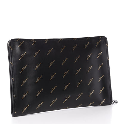 Balenciaga Agneau Allover Logo Pouch Black 2 of 9