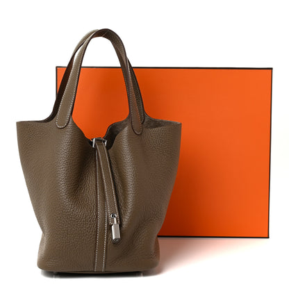 Hermes Taurillon Clemence Picotin Lock 22 MM Etoupe 9 of 9