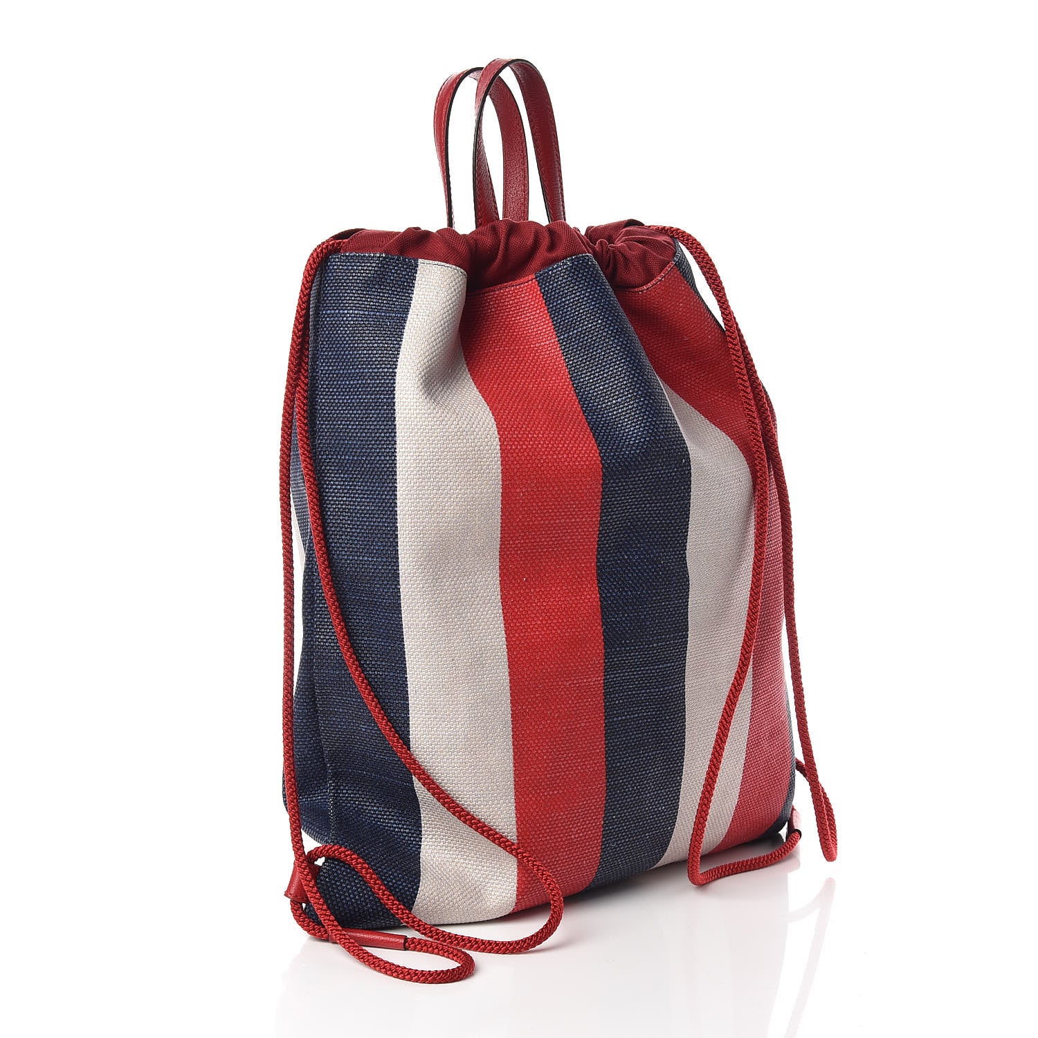 Gucci Canvas Logo Sylvie Stripe Drawstring Backpack Red 3 of 10