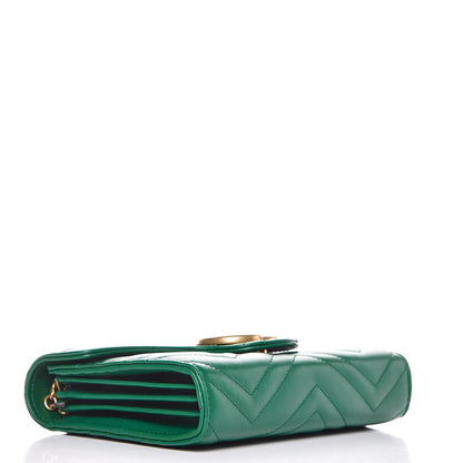 Gucci Calfskin Matelasse GG Marmont Chain Wallet Emerald Green 4 of 8